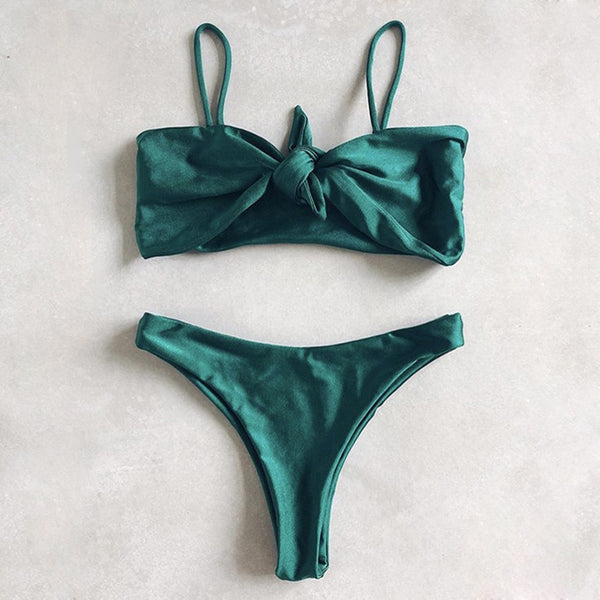 Sexy bow Bandage Push Up 2020 Swimsuit Low Waist Brazilian - shopngos