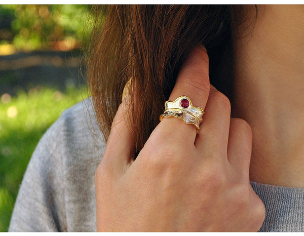 Lotus Real 925 Sterling Silver Ring Natural Tourmaline Gemstones Fine - shopngos