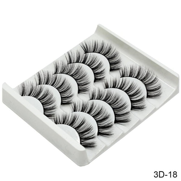 3D Mink Hair False Eyelashes Natural/Thick 5Pairs - shopngos
