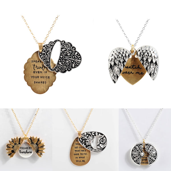 You are My Sunshine Engraved Necklace Sunflower Locket Necklace - shopngos