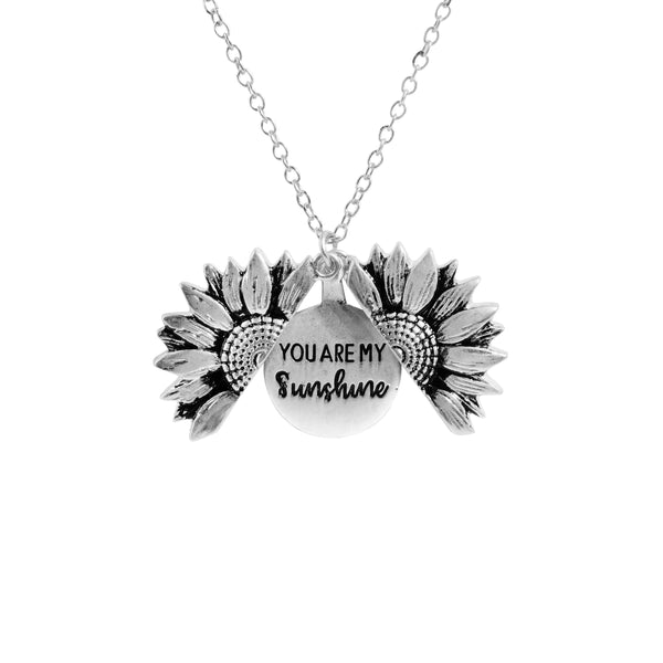 You are My Sunshine Engraved Necklace Sunflower Locket Necklace - shopngos