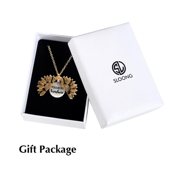 You are My Sunshine Engraved Necklace Sunflower Locket Necklace - shopngos