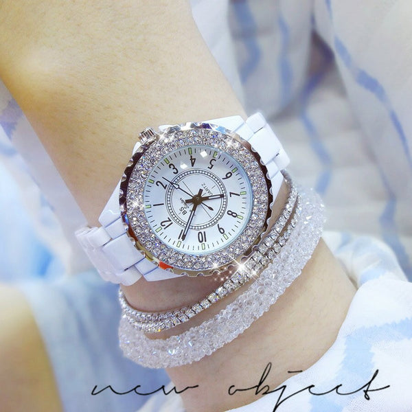 Ladies Quartz Luxury Wristwatch White Ceramic - shopngos