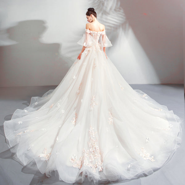 Luxury Wedding Dress The Bride Sweetheart Lace Appliques - shopngos