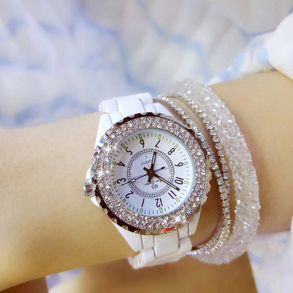 Ladies Quartz Luxury Wristwatch White Ceramic - shopngos