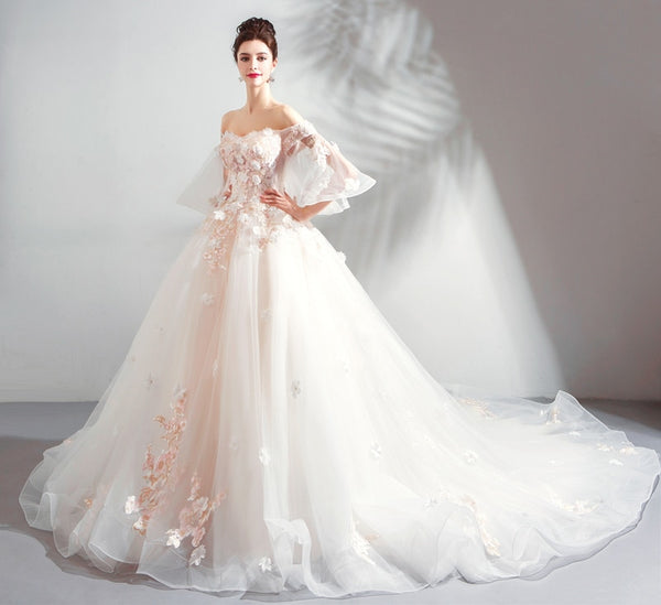 Luxury Wedding Dress The Bride Sweetheart Lace Appliques - shopngos