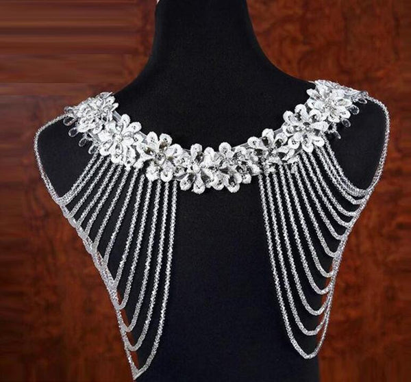 White Bolero Appliques Crystals Wedding Wrap Wedding Bolero - shopngos