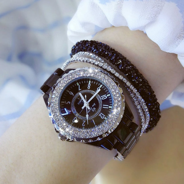 Ladies Quartz Luxury Wristwatch White Ceramic - shopngos