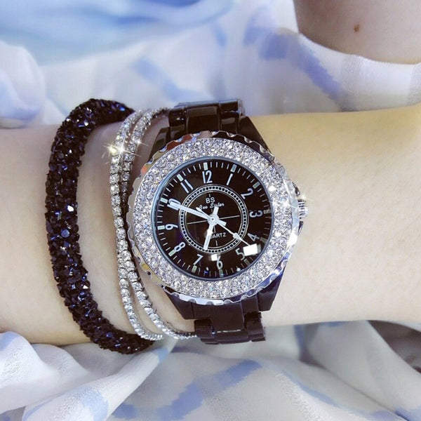 Ladies Quartz Luxury Wristwatch White Ceramic - shopngos