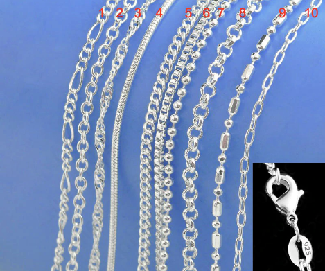 Authentic 925 Sterling Silver Chain Necklace with Lobster Clasps fit - shopngos