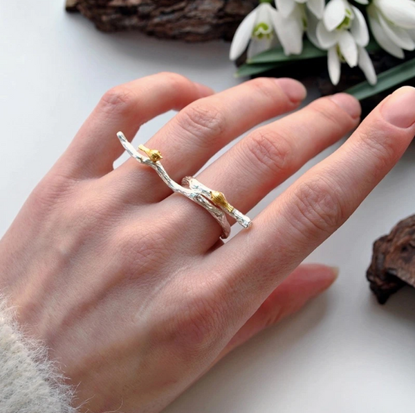 Birds on Branch Ring Sterling Silver - shopngos