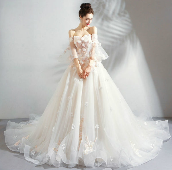 Luxury Wedding Dress The Bride Sweetheart Lace Appliques - shopngos