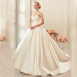 Satin Wedding Dresses Ball Gown real photo white & Ivory elegant Bridal - shopngos