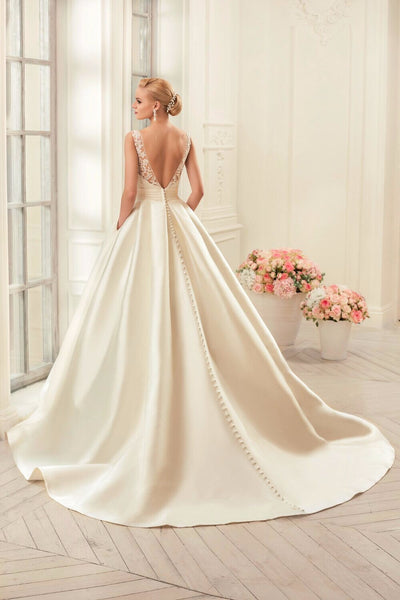 Satin Wedding Dresses Ball Gown real photo white & Ivory elegant Bridal - shopngos