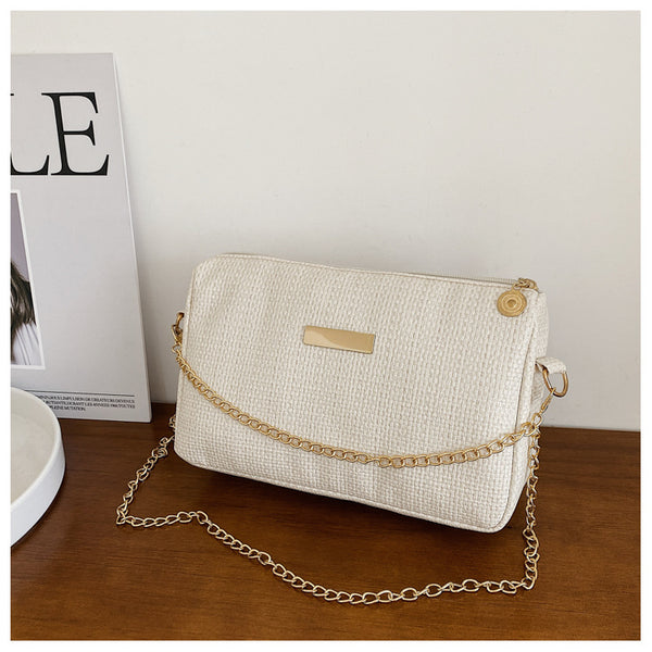 Summer Bag Women's New Ins Casual Large Capacity Pillow Bag Simple Solid Color Chain Shoulder Messenger Bag - shopngos