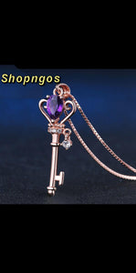 Crown Key Necklace 925 Sterling Silver - shopngos