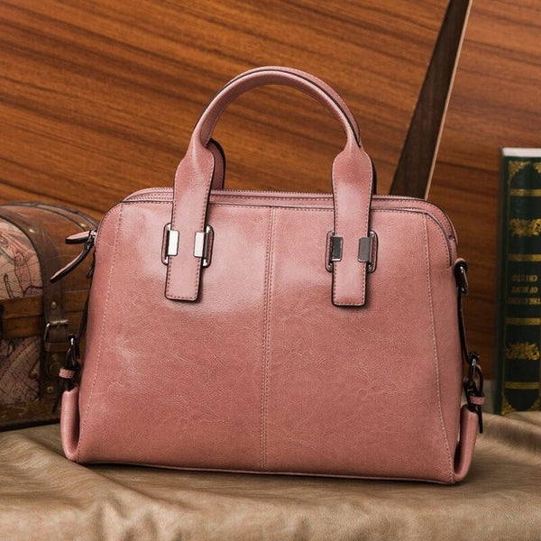 Genuine Leather Totes Luxury Handbags Double Zipper - shopngos