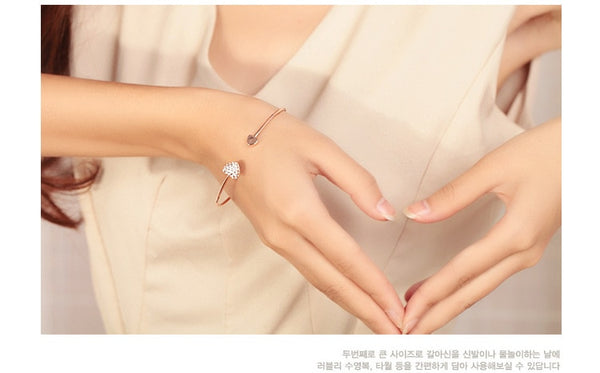 Crystal Double Heart Bow Bracelets - shopngos