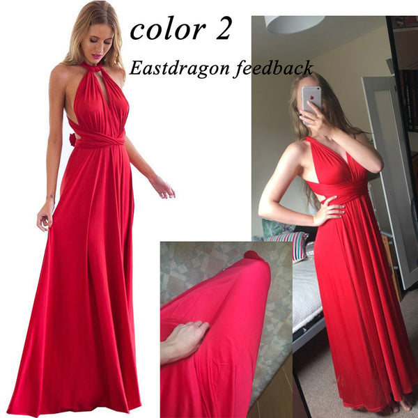 Sexy Women Multiway Wrap Convertible Boho Maxi Club Red Dress Bandage - shopngos