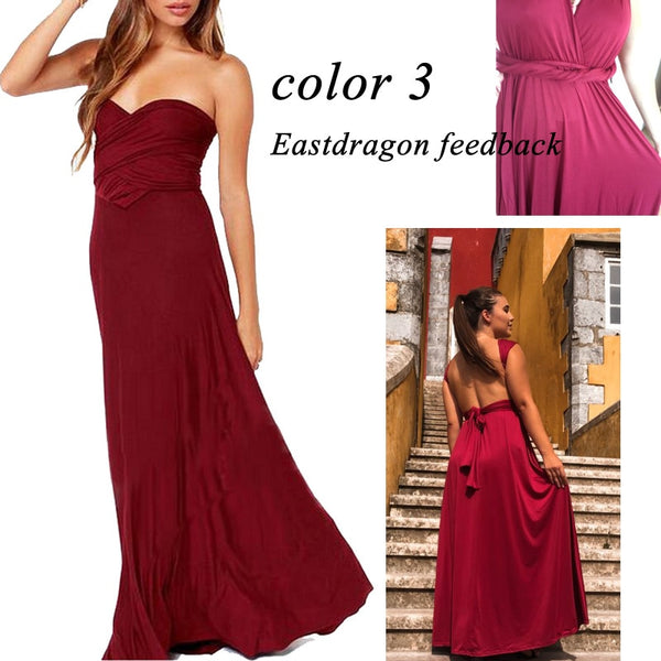 Sexy Women Multiway Wrap Convertible Boho Maxi Club Red Dress Bandage - shopngos