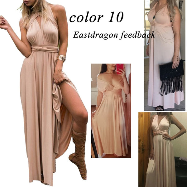 Sexy Women Multiway Wrap Convertible Boho Maxi Club Red Dress Bandage - shopngos