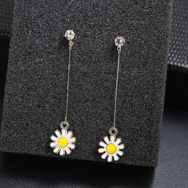 Long Slope Geometric asymmetry Rhinestone circle earrings - shopngos