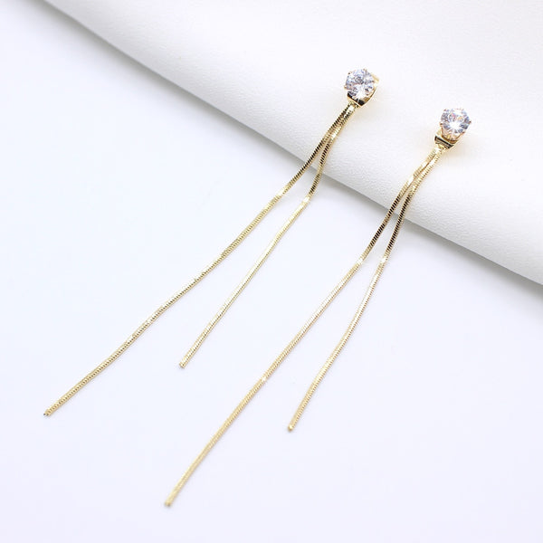 Dangle Hanging Rhinestone Long Drop Earrings - shopngos