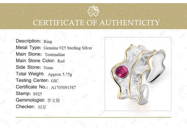 Lotus Real 925 Sterling Silver Ring Natural Tourmaline Gemstones Fine - shopngos