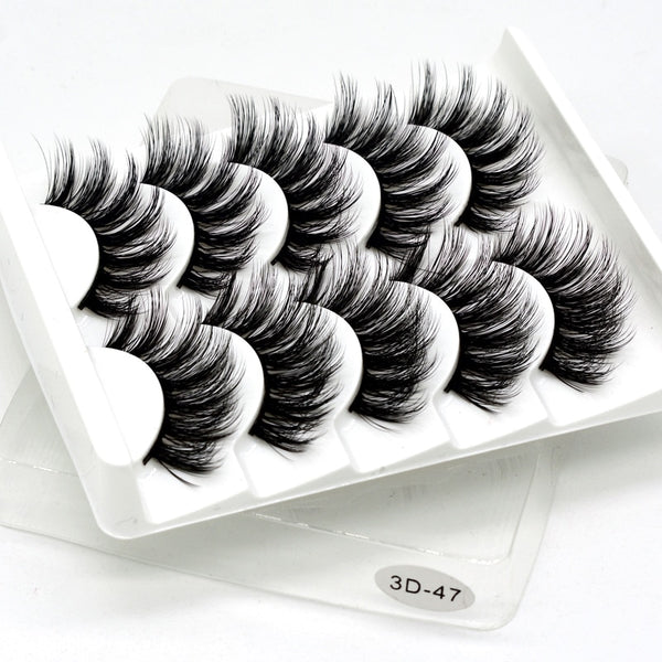 3D Mink Hair False Eyelashes Natural/Thick 5Pairs - shopngos