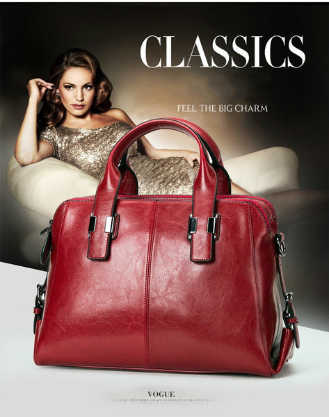 Genuine Leather Totes Luxury Handbags Double Zipper - shopngos