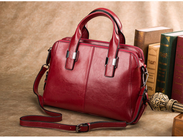 Genuine Leather Totes Luxury Handbags Double Zipper - shopngos