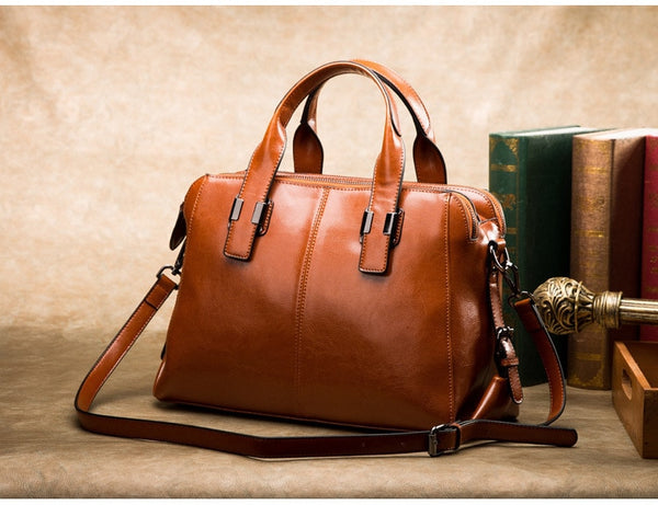 Genuine Leather Totes Luxury Handbags Double Zipper - shopngos