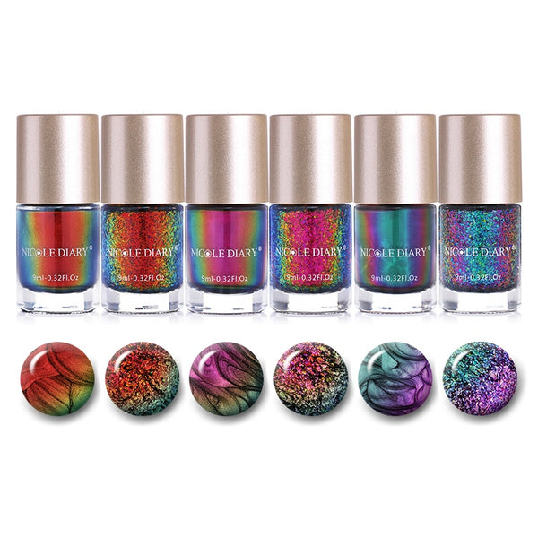 Holographic Metallic Chameleon Nail Polish Shell Stamping - shopngos