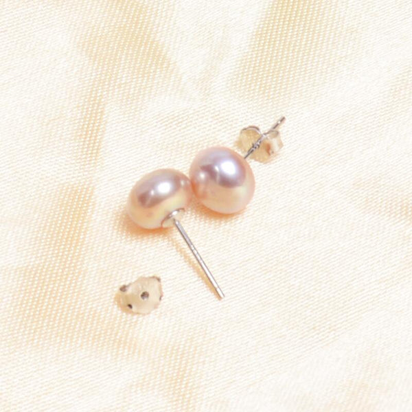 Real Freshwater Pearl Stud Earrings - shopngos