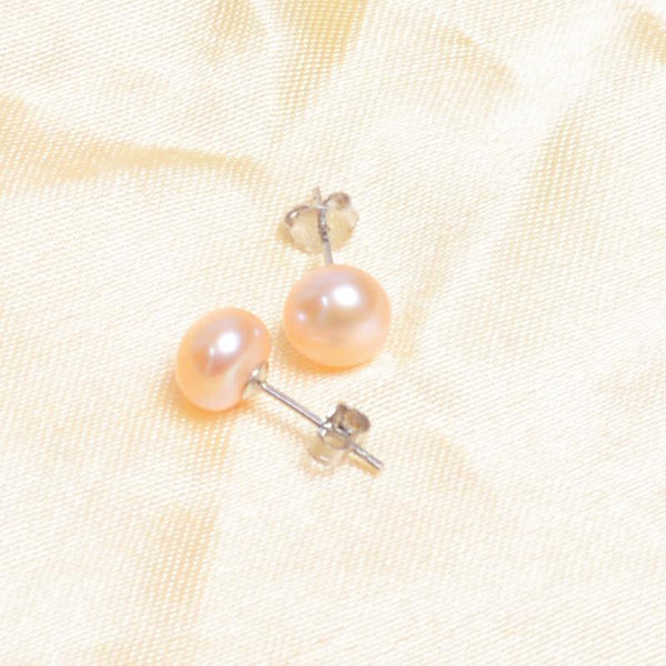 Real Freshwater Pearl Stud Earrings - shopngos