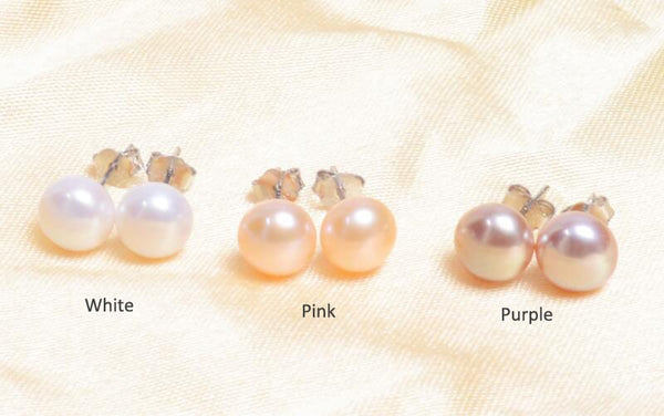 Real Freshwater Pearl Stud Earrings - shopngos