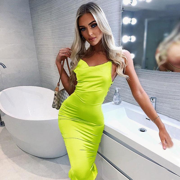 Long midi dress sleeveless backless elegant party outfits - shopngos