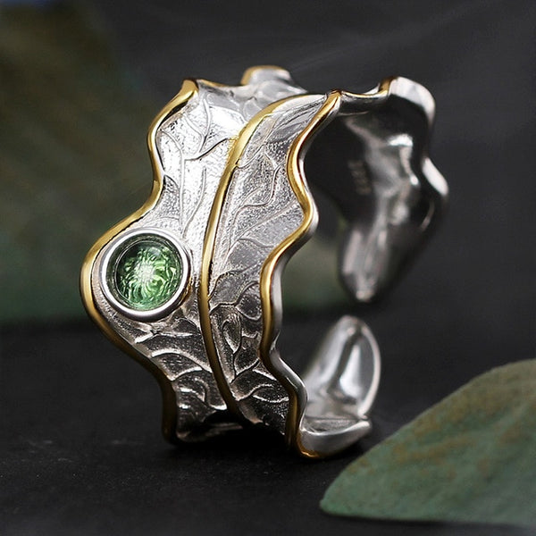 Lotus Real 925 Sterling Silver Ring Natural Tourmaline Gemstones Fine - shopngos