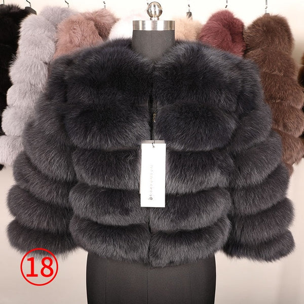 Fox fur cropped jacket - shopngos