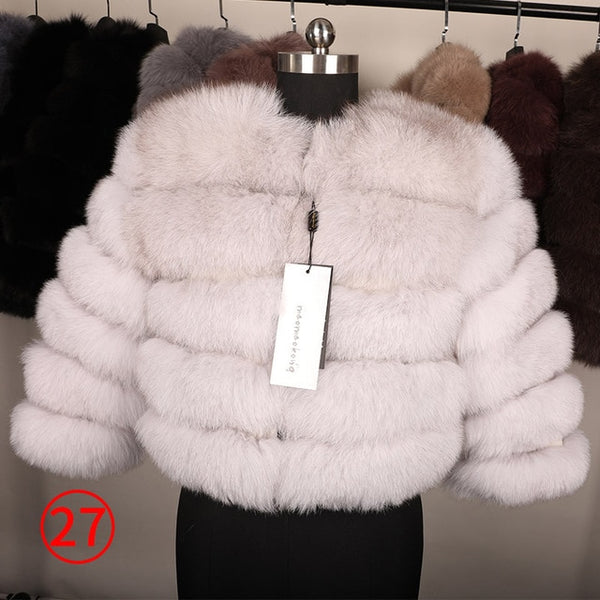 Fox fur cropped jacket - shopngos