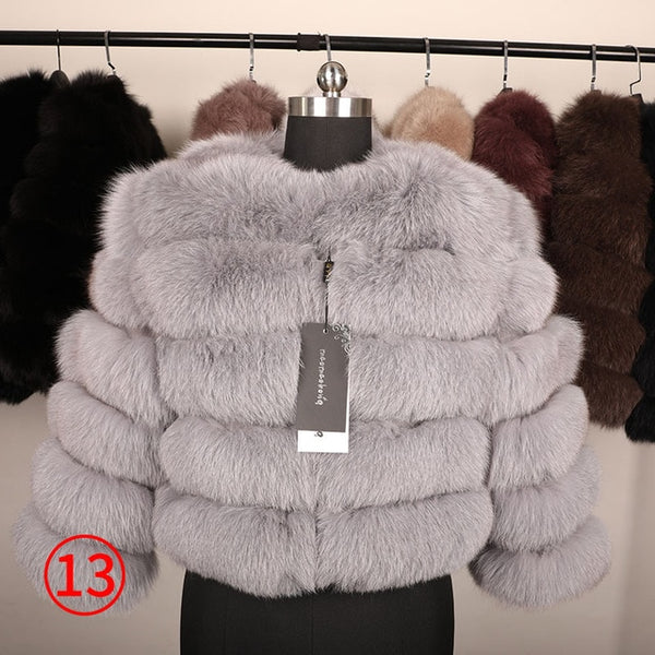 Fox fur cropped jacket - shopngos