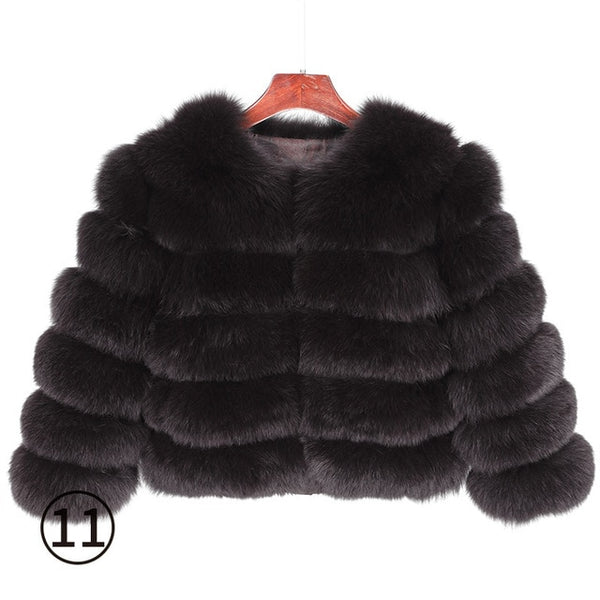 Fox fur cropped jacket - shopngos