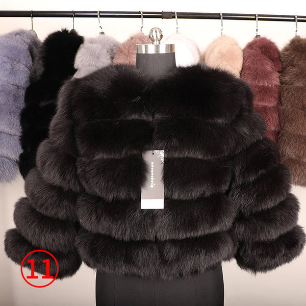 Fox fur cropped jacket - shopngos