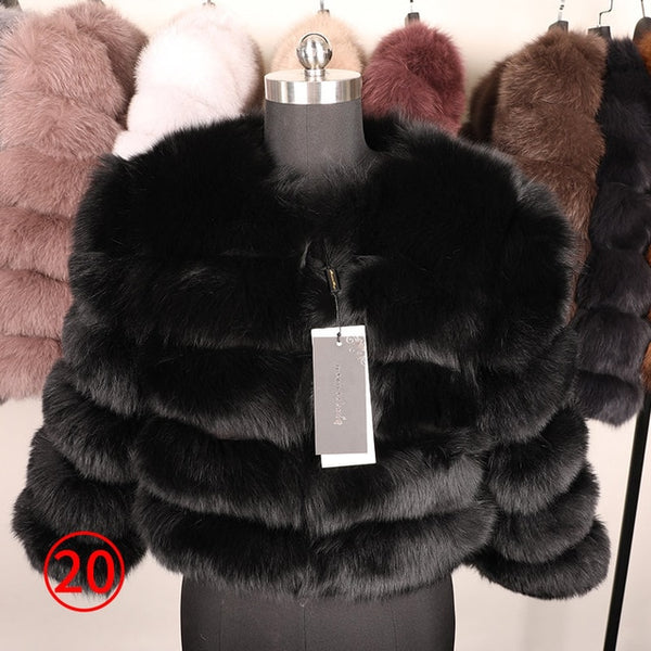 Fox fur cropped jacket - shopngos