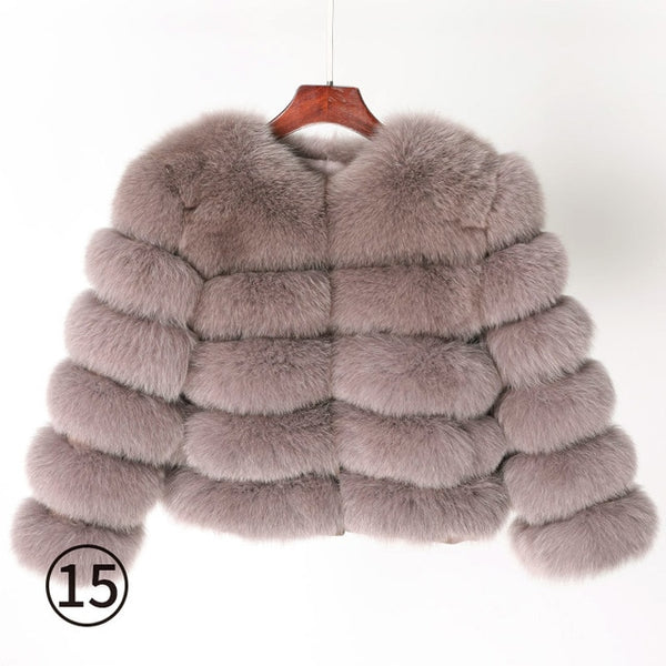 Fox fur cropped jacket - shopngos