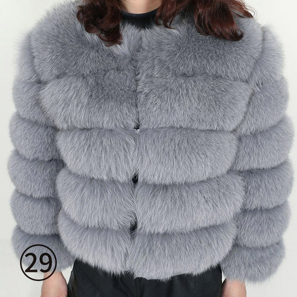 Fox fur cropped jacket - shopngos