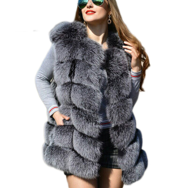 Silver Fox Fur Vest Women Winter - shopngos