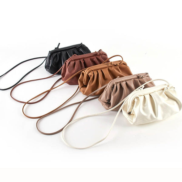 Cloud wrapped Soft Leather Madame Small Bag Single Shoulder Slant Dumpling Bag Handbag Day bags - shopngos