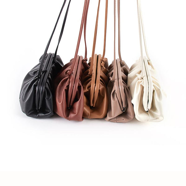 Cloud wrapped Soft Leather Madame Small Bag Single Shoulder Slant Dumpling Bag Handbag Day bags - shopngos