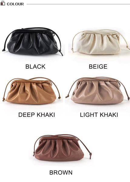 Cloud wrapped Soft Leather Madame Small Bag Single Shoulder Slant Dumpling Bag Handbag Day bags - shopngos